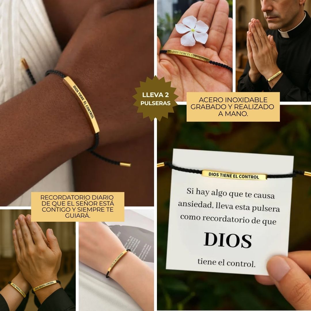 Juntos en la Fe: Combo de Pulseras "Dios Tiene El Control" Para Compartir 🙌