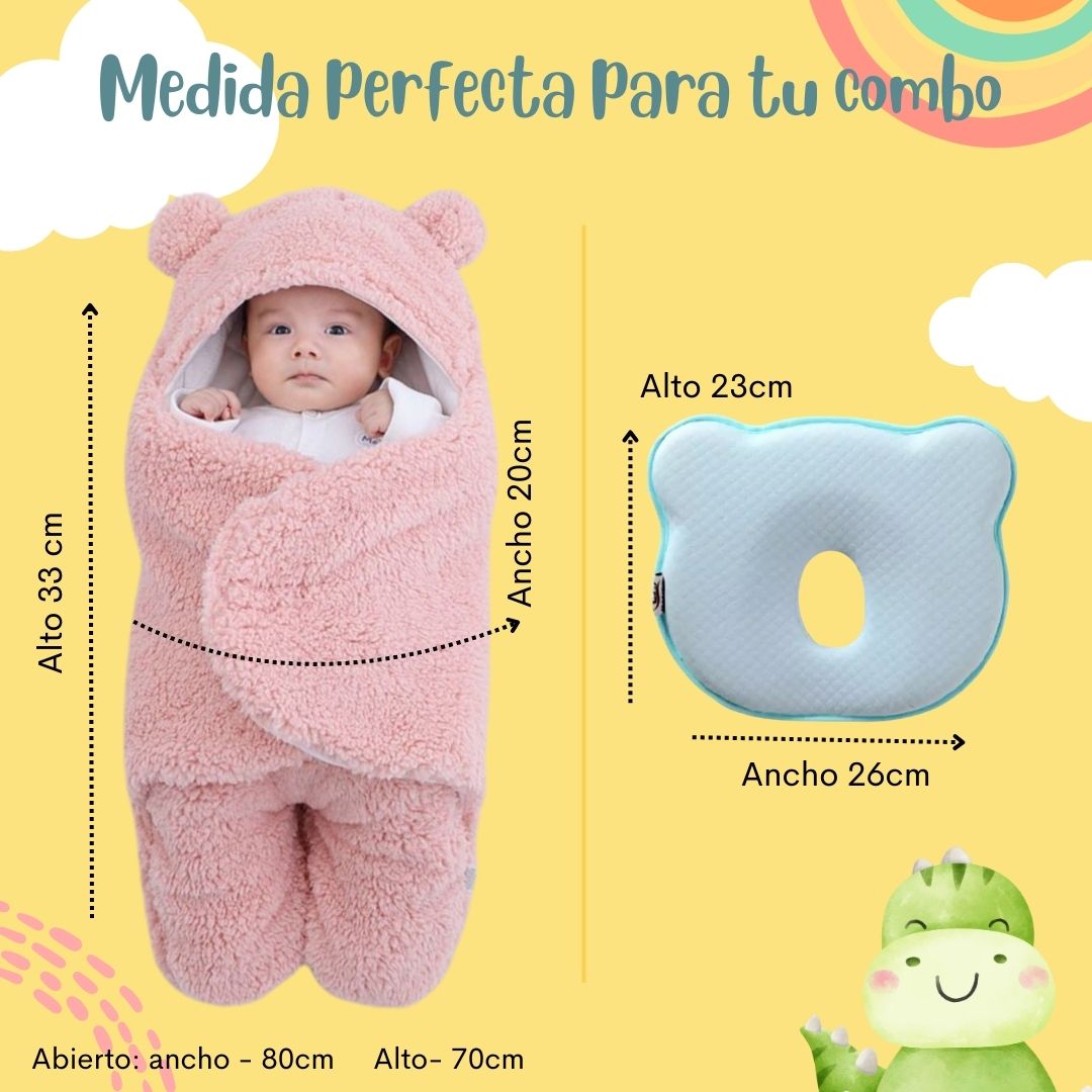 Combo para el descanso de tu bebé: Cobertor acolchado + Almohada ortopédica 👶🏽🍼