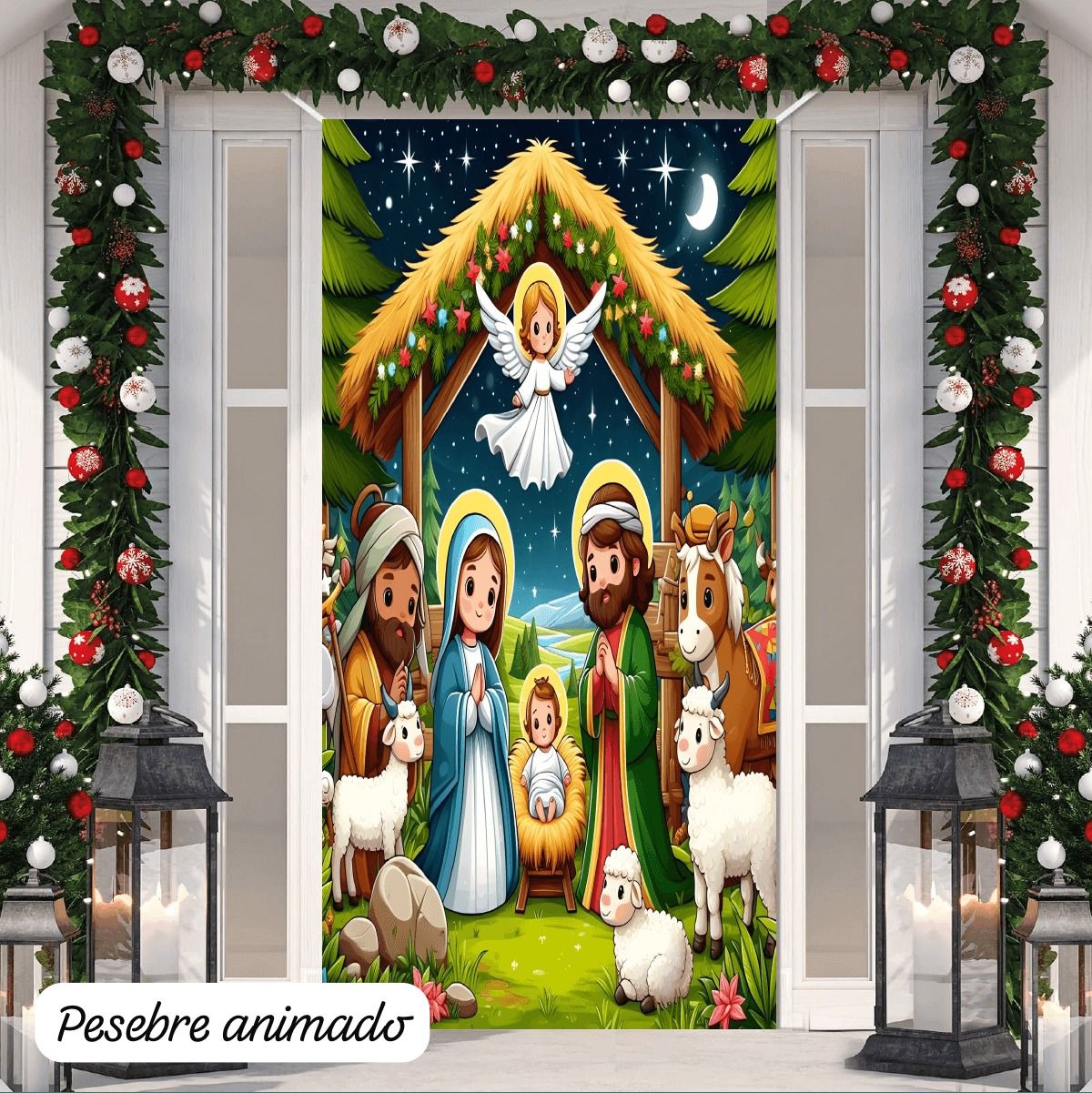 Funda Navideña para las puertas X2 unidades🎅🏻☃️🎄