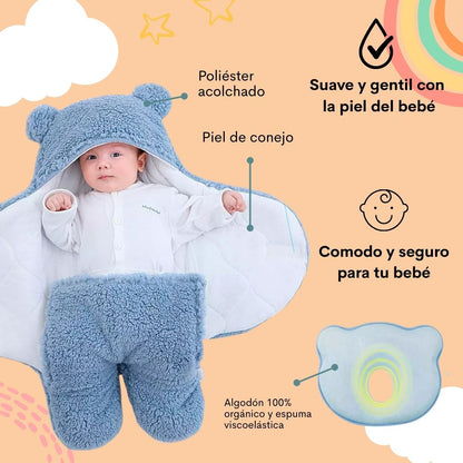 Combo para el descanso de tu bebé: Cobertor acolchado + Almohada ortopédica 👶🏽🍼