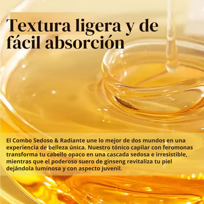 Combo Sedoso & Radiante: Tónico anti frizz con Feromonas + Suero Facial de Ginseng✨