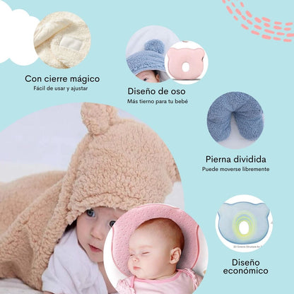 Combo para el descanso de tu bebé: Cobertor acolchado + Almohada ortopédica 👶🏽🍼