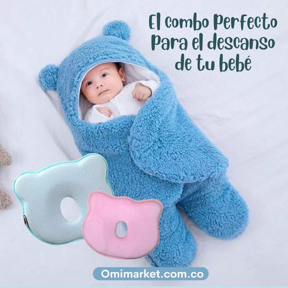 Combo para el descanso de tu bebé: Cobertor acolchado + Almohada ortopédica 👶🏽🍼