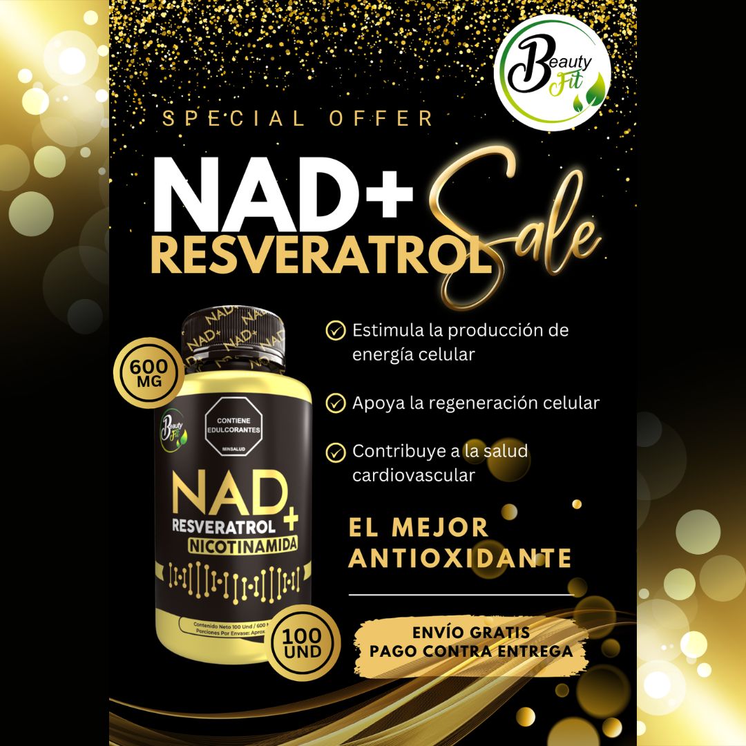 .NAD+ RESVERATROL 100 UND: para una vida más larga y llena de energía.