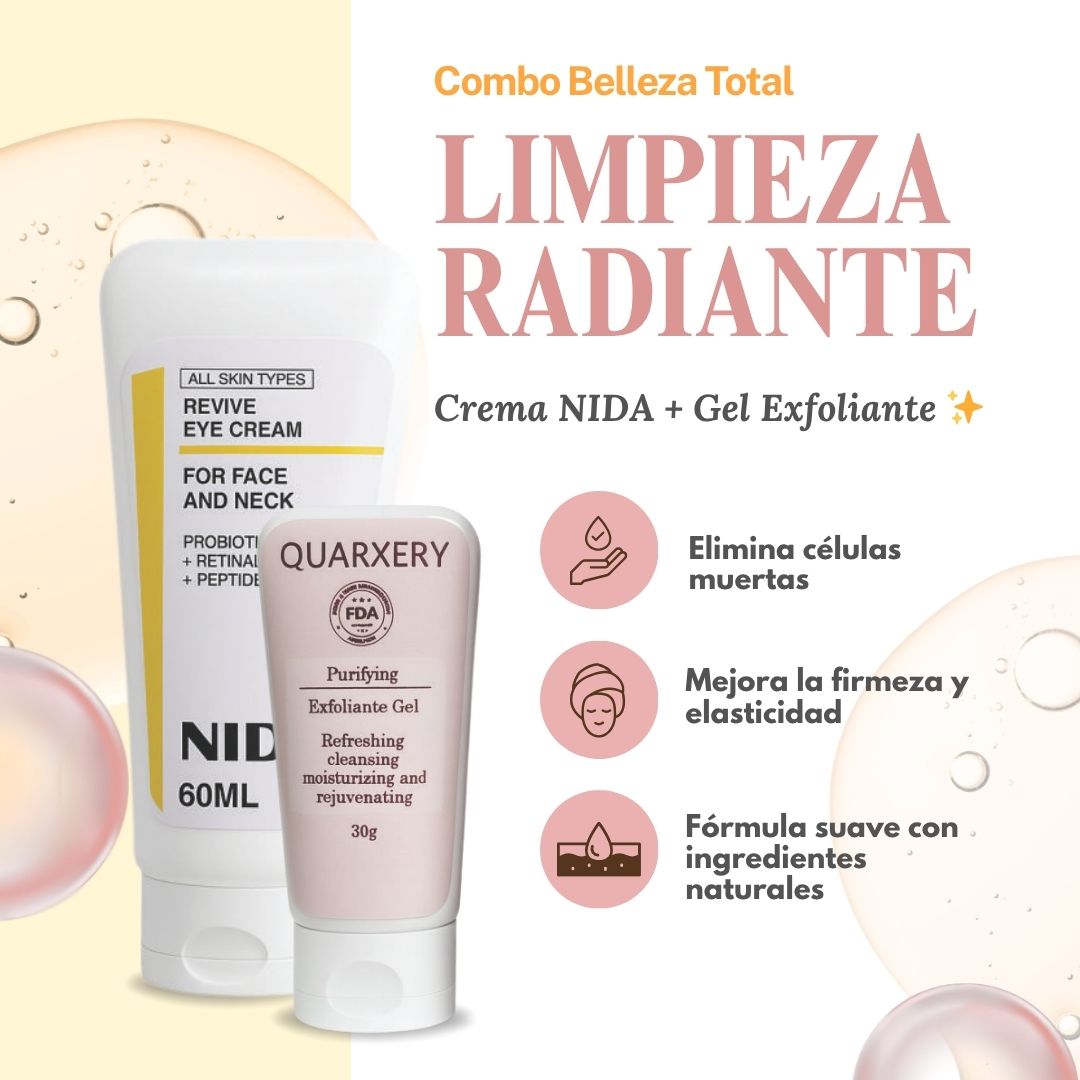 Combo belleza total: Crema NIDA + Gel exfoliante ✨
