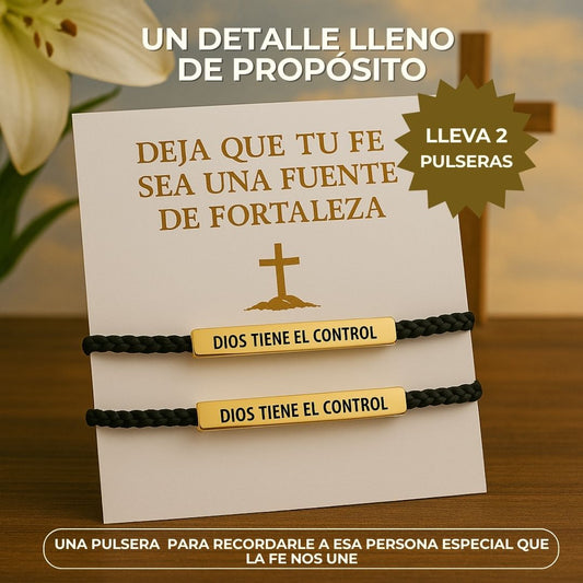 Juntos en la Fe: Combo de Pulseras "Dios Tiene El Control" Para Compartir 🙌