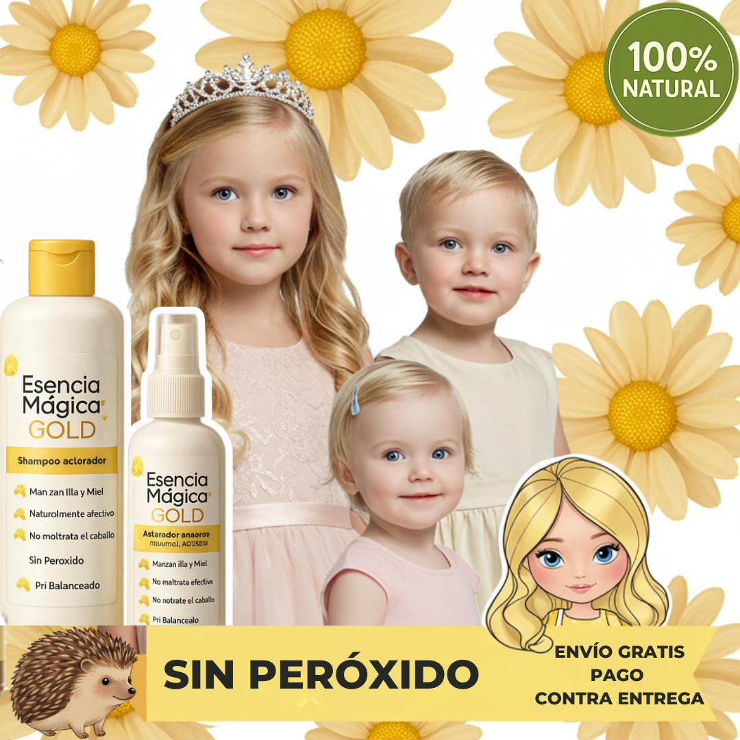 Gold Esencia Aclaradora Kids: Shampoo y Tónico. Brillos Naturales con Manzanilla y Miel