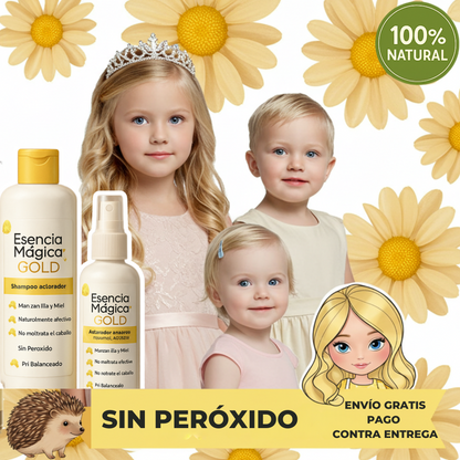 Gold Esencia Aclaradora Kids: Shampoo y Tónico. Brillos Naturales con Manzanilla y Miel