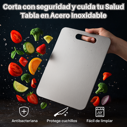 Tabla de Corte en Acero Inoxidable Antibacteriana – Higiene, Durabilidad