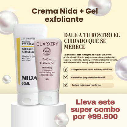 Combo belleza total: Crema NIDA + Gel exfoliante ✨