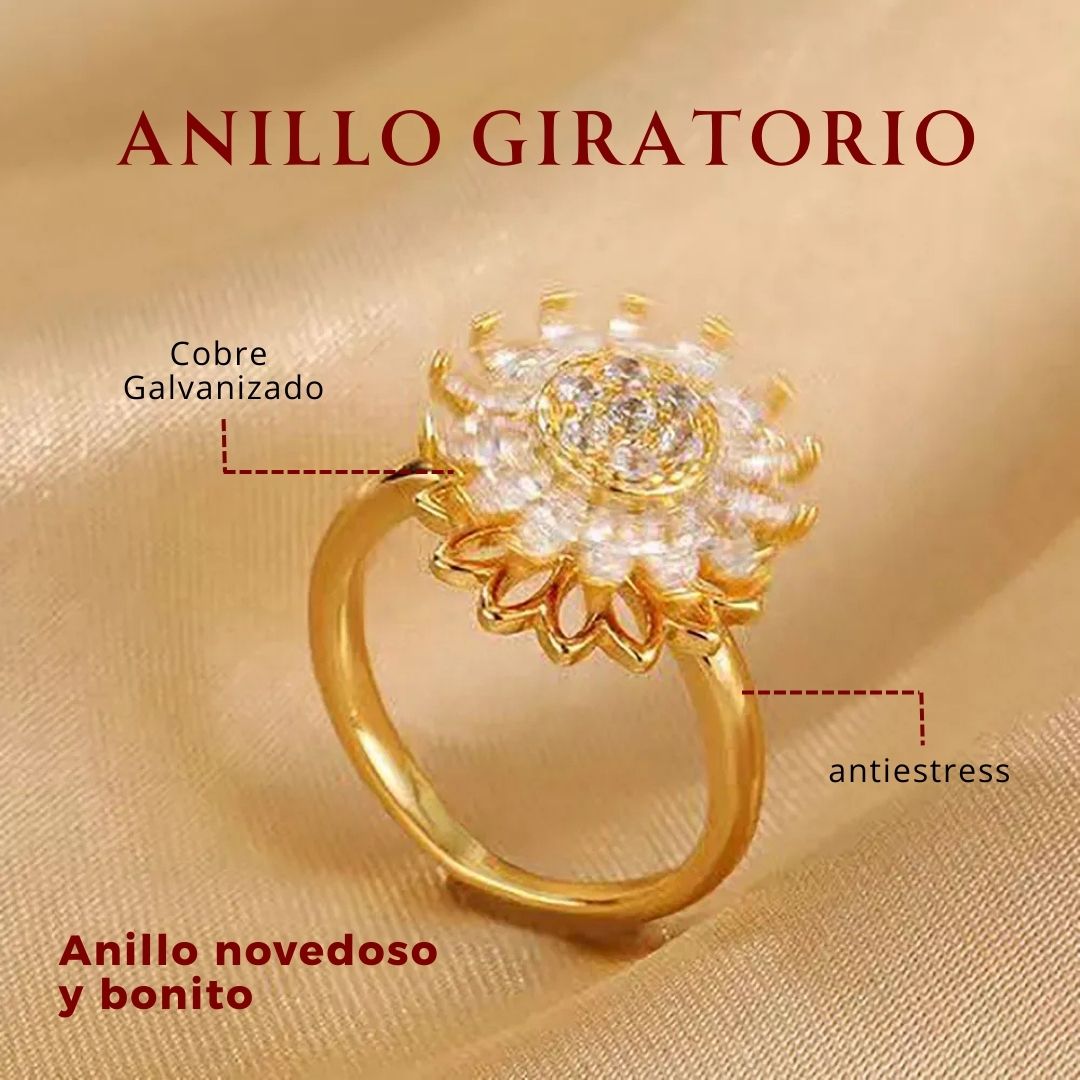 Amor que florece 🎁: Combo collar + anillo girasol giratorio (caja de lujo)