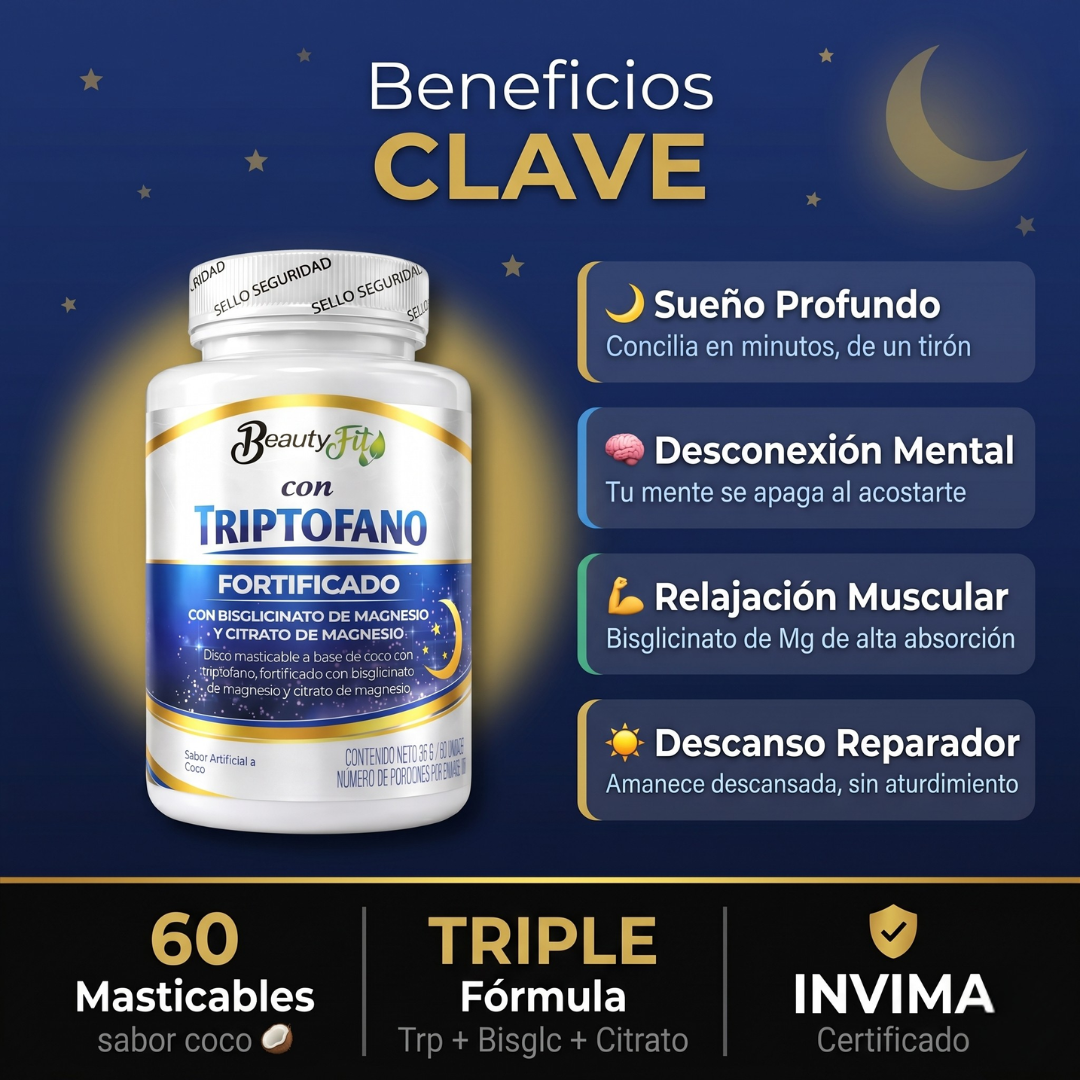 4.Triptofano X60 Beautyfit - Apoyo al Sueño Reparador y Vitalidad