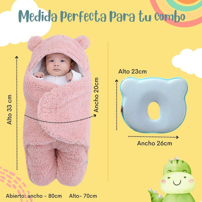 Combo para el descanso de tu bebé: Cobertor acolchado + Almohada ortopédica 👶🏽🍼
