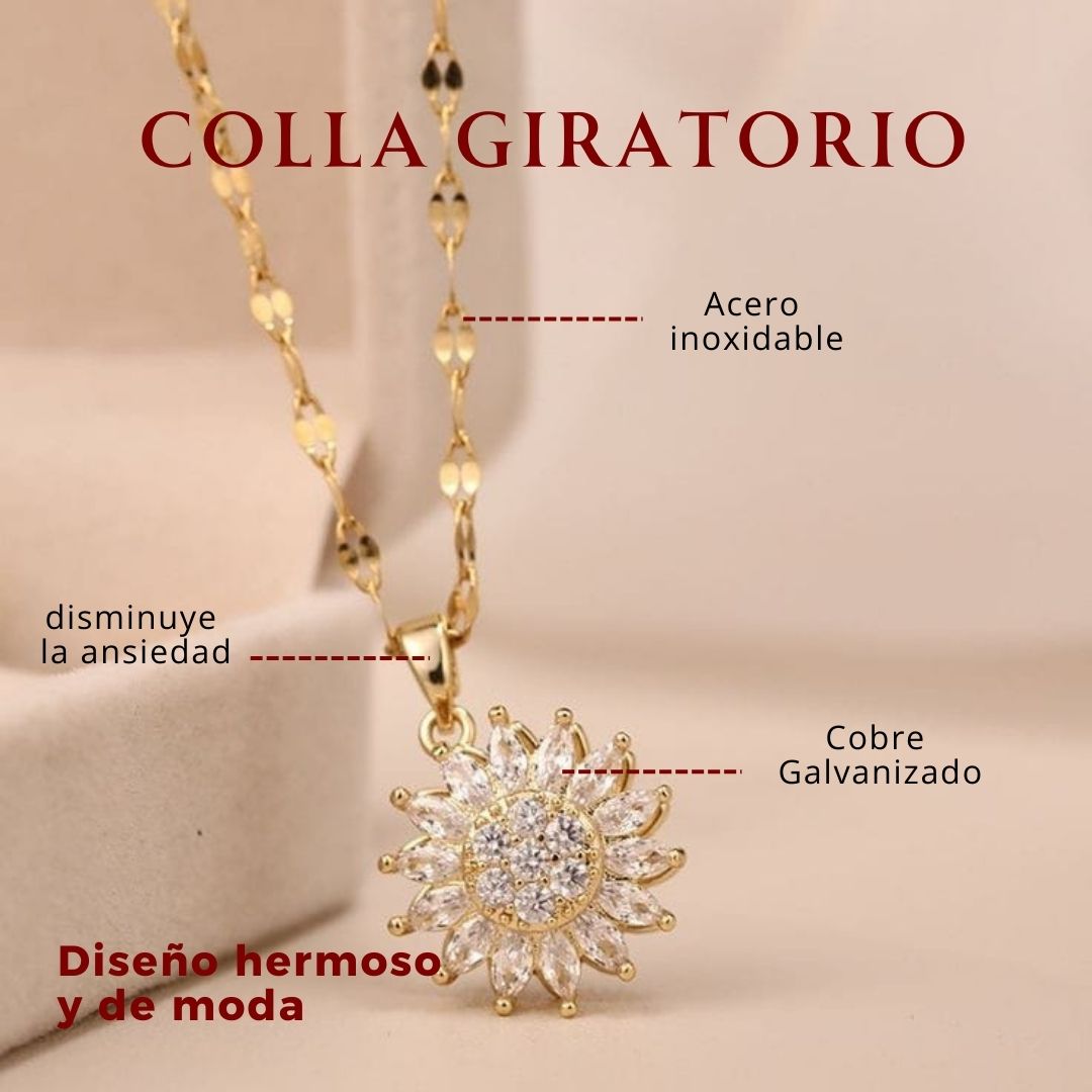 Amor que florece 🎁: Combo collar + anillo girasol giratorio (caja de lujo)