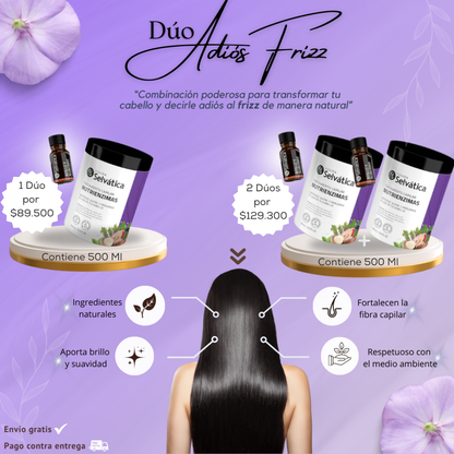 Dúo capilar: Adiós Frizz, de Fusión selvática🌿Tratamiento + Ampolleta