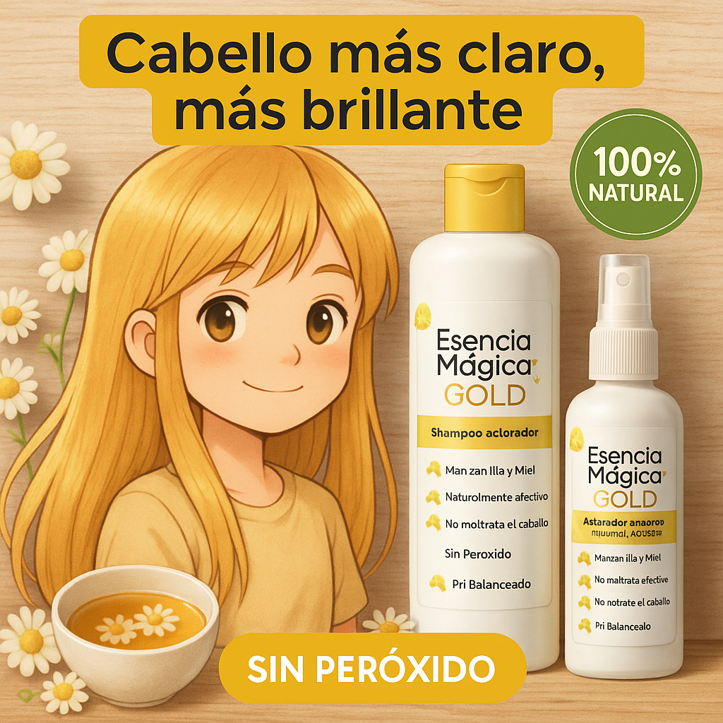 Gold Esencia Aclaradora Kids: Shampoo y Tónico. Brillos Naturales con Manzanilla y Miel