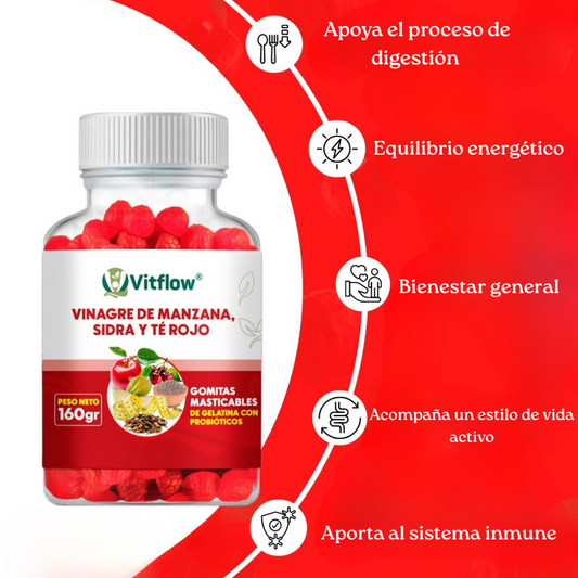 Gomitas de Vinagre de Manzana, Sidra y Té rojo: Apoya tu Bienestar 🍎