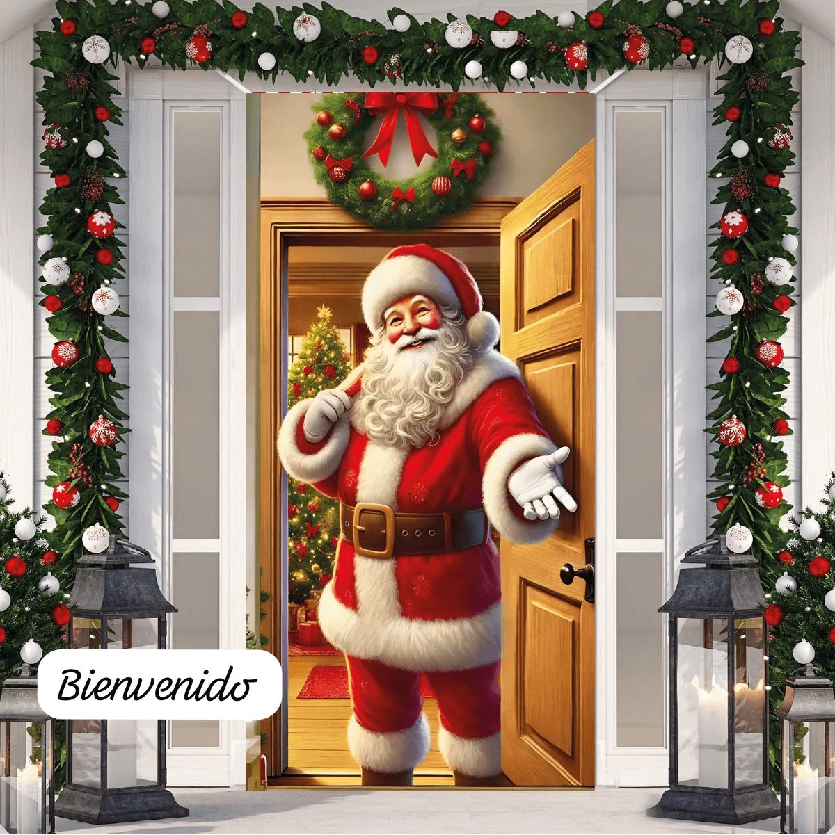 Funda Navideña para las puertas X2 unidades🎅🏻☃️🎄