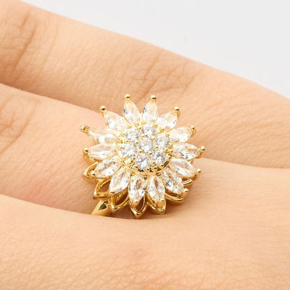 Amor que florece 🎁: Combo collar + anillo girasol giratorio (caja de lujo)